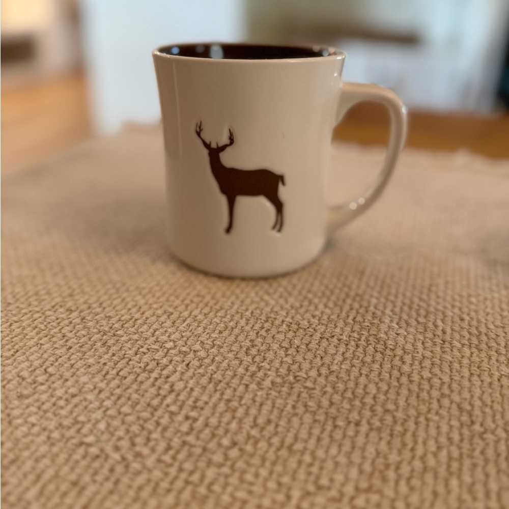 Starbucks 3D embossed Deer/Elk Design Cream Mug.